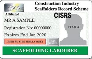 CISRS Scaffolding Labourer Card