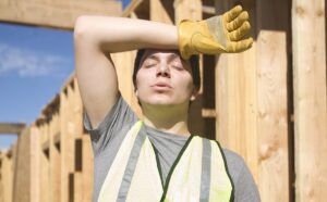 Exhausted construction worker 