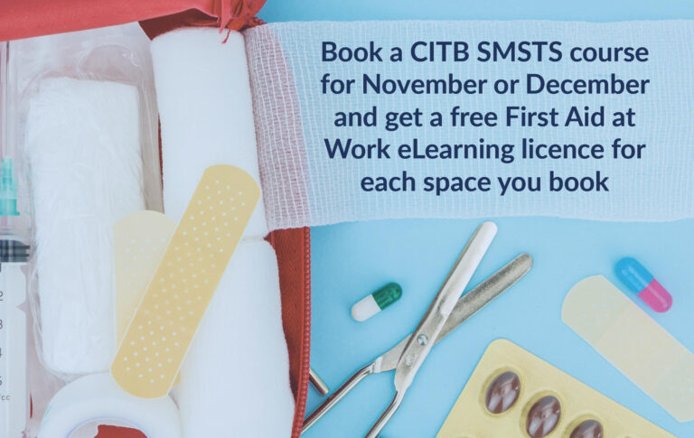 Book an SMSTS for November or December and get a free First Aid at Work eLearning licence for each space you book.