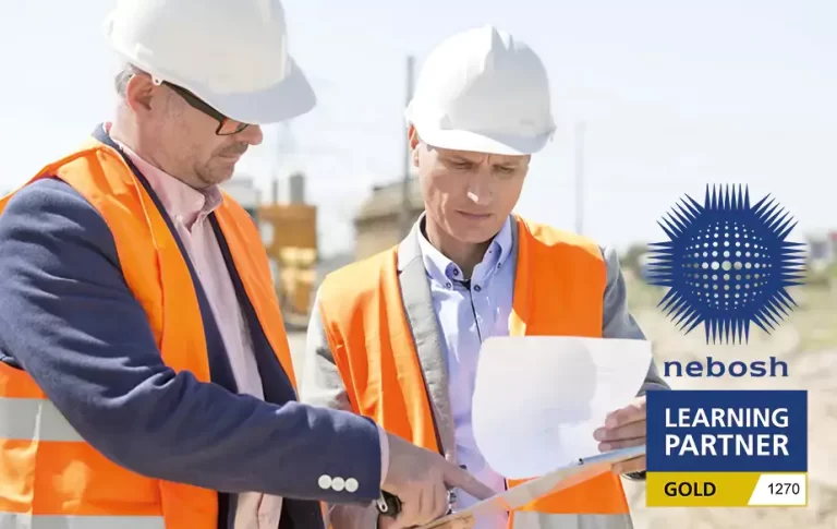 Construction workers completing NEBOSH Health and Safety Checks