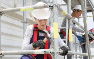 Scaffolder working safely when working at heights