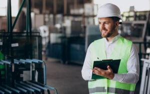 Manager completing health and safety checks