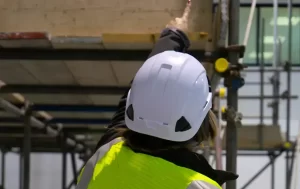 Woman looking at scaffolding