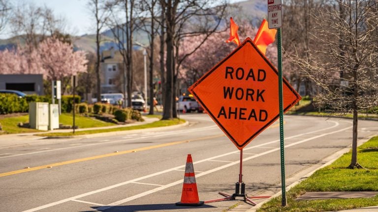 'Road Work Ahead' sign
