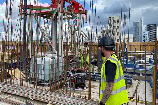 Learner completing their construction NVQ