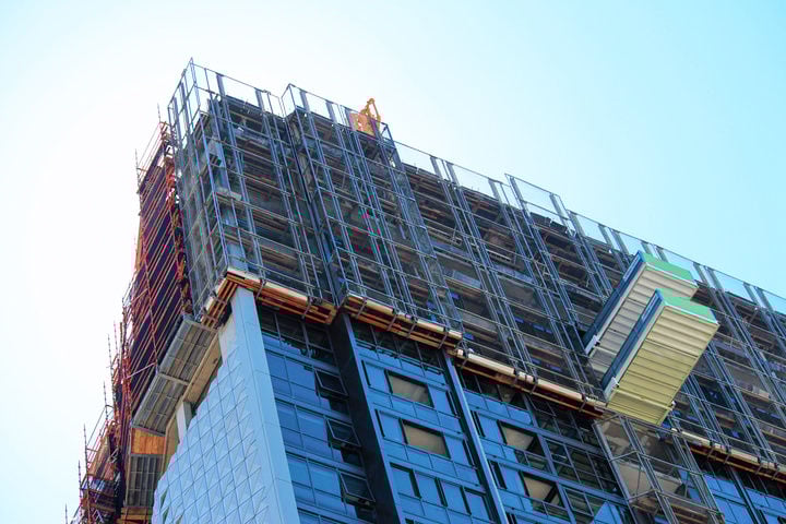 High rise building undergoing cladding remediation